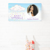 Baby Strooi grillige wolk foto blauw baby shower Spandoek (Insitu)