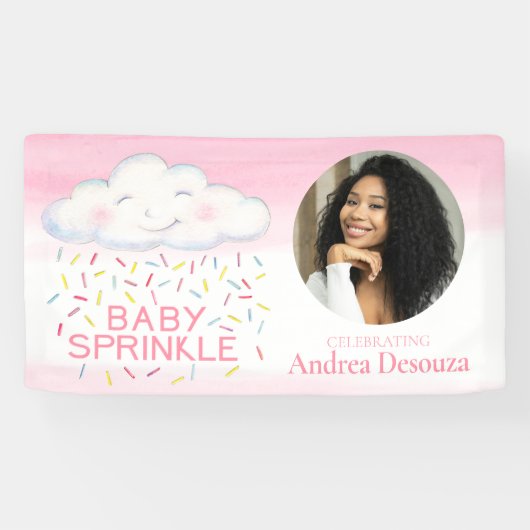 Baby Strooi grillige wolk foto roze baby shower Spandoek (Horizontaal)