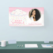 Baby Strooi grillige wolk foto roze baby shower Spandoek (Beurs)