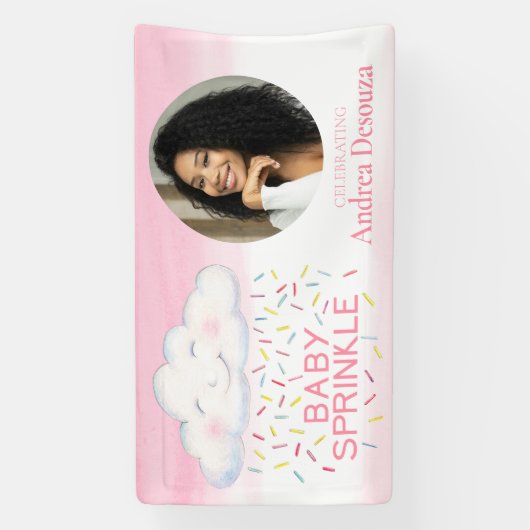 Baby Strooi grillige wolk foto roze baby shower Spandoek (Verticaal)