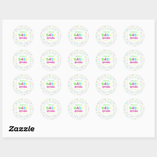 Baby Strooi Kleurrijke Regenboog Sprinkles Douche Ronde Sticker (Vel)