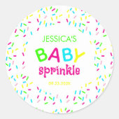 Baby Strooi Kleurrijke Regenboog Sprinkles Douche Ronde Sticker (Voorkant)