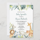 Baby Strooi Leuke Safari Dieren Genderneutraal Kaart (Voorkant)