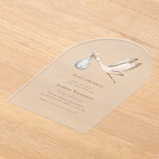 Baby Strooi minimum waterverf baby shower Acryl Uitnodigingen (Laagn)