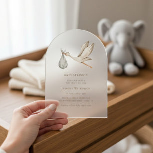 Baby Strooi minimum waterverf baby shower Acryl Uitnodigingen