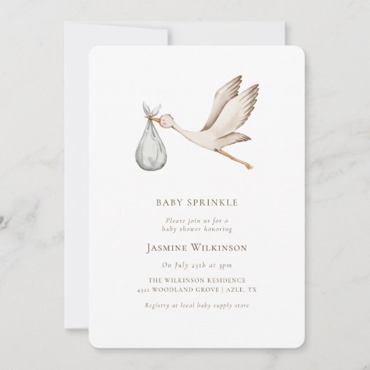 Baby Strooi minimum waterverf baby shower Kaart (Voorkant)