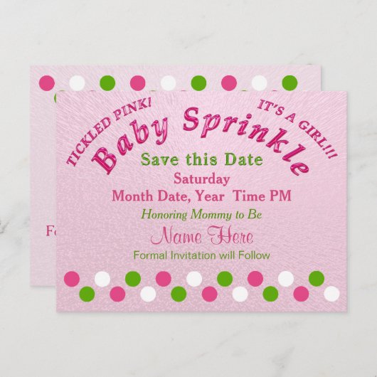 Baby Strooi Party Ideeën, Sla de Date Post Kaart (Voorkant / Achterkant)