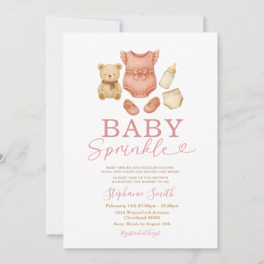 Baby Strooi Roze Beer Luiermelk Baby shower Kaart (Voorkant)