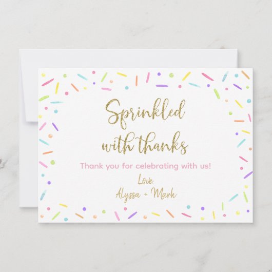 Baby Strooi Roze Paarse Goud Dank u Bedankkaart (Voorkant)