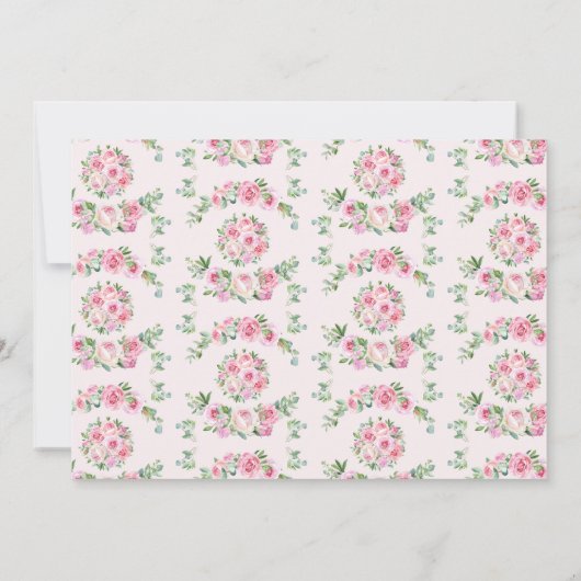 Baby Strooi  Tea Party Roze Rozen Douche Kaart (Achterkant)