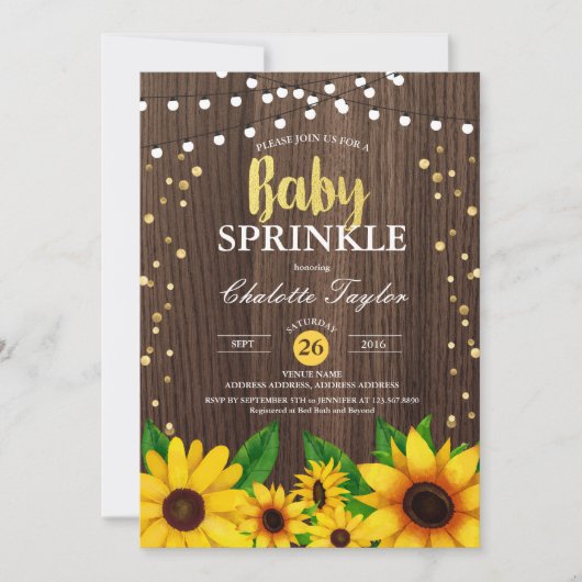 Baby Strooi uitnodiging herfst zonnebloem (Voorkant)