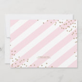 baby Strooi Uitnodiging Meisje Goud Roze Strepen (Achterkant)