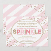 baby Strooi Uitnodiging Meisje Goud Roze Strepen (Voorkant / Achterkant)