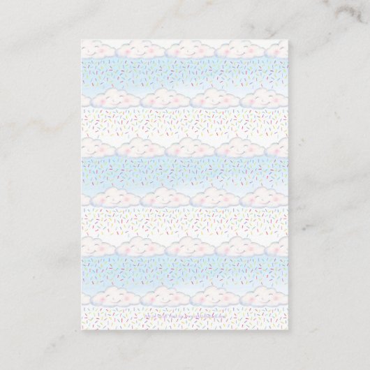 Baby strooien grillige wolk luier verloting kaarte informatiekaartje (Achterkant)