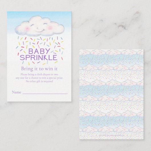 Baby strooien grillige wolk luier verloting kaarte informatiekaartje (Voorkant / Achterkant)