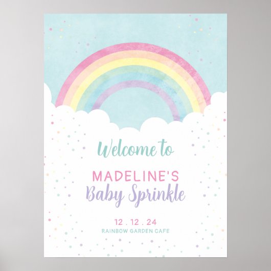 Baby Strooit Pastel Regenboog Poster (Voorkant)