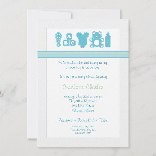 Baby Stuff Baby Shower-uitnodigingen - Jongen Kaart (Voorkant)