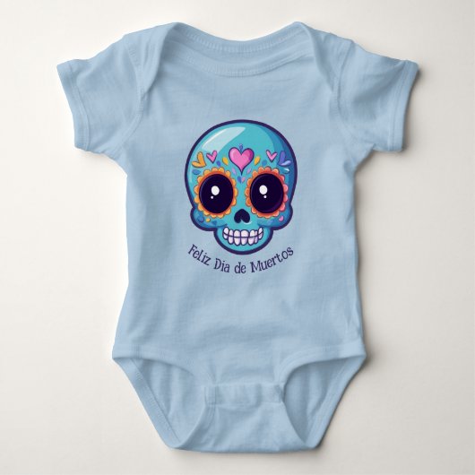 🌹Baby Suikerschedel in blauw 🌹 Romper (Voorkant)