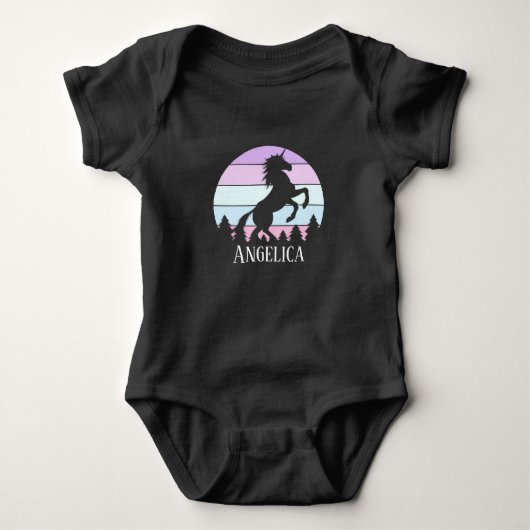 Baby Sunset Unicorn Naam Datum Verjaardag Romper (Voorkant)