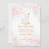 Baby swan prinses meisjesdouche Bewaar de datum Save The Date (Voorkant)