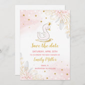 Baby swan prinses meisjesdouche Bewaar de datum Save The Date (Voorkant / Achterkant)