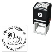 Baby Swan with Bamboo Library Book Name Zelfinktende Stempel (In situ)