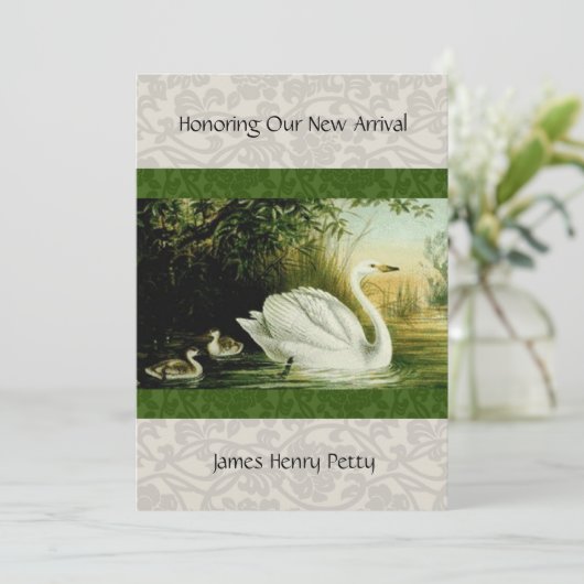 Baby Swans Baby shower-uitnodiging Kaart (Staand voorkant)