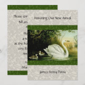 Baby Swans Baby shower-uitnodiging Kaart (Voorkant / Achterkant)