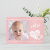 Baby Sweetheart Roze Foto Geboorteaankondiging Aankondiging (Staand voorkant)