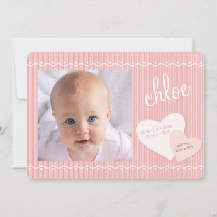 Baby Sweetheart Roze Foto Geboorteaankondiging Aankondiging