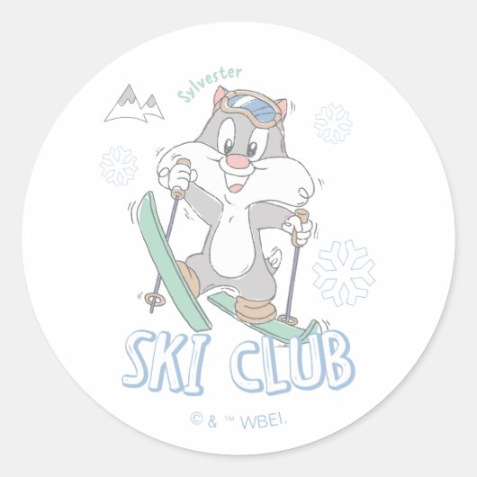 Baby SYLVESTER™ Skiclub Ronde Sticker (Voorkant)