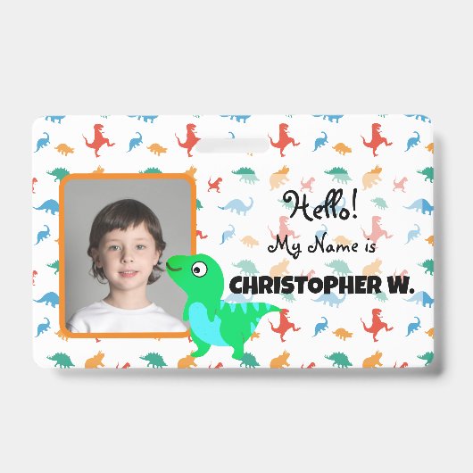 Baby T-Rex Dinosaurus Patroon Kinder Badges (Voorzijde)