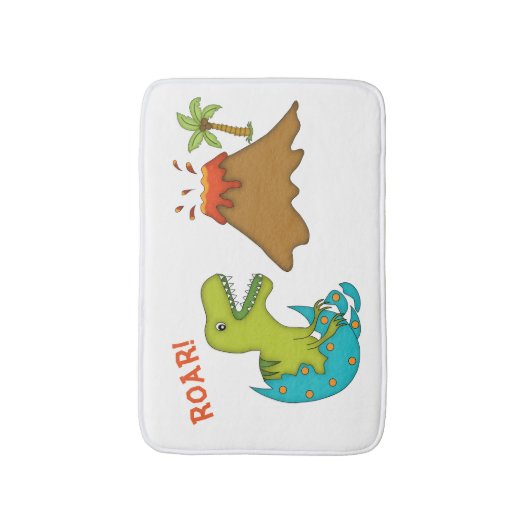 Baby T-Rex met vulkaan-Kinder Badmat (Voorkant Verticaal)
