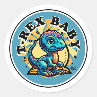 Baby T-Rex Ronde Sticker