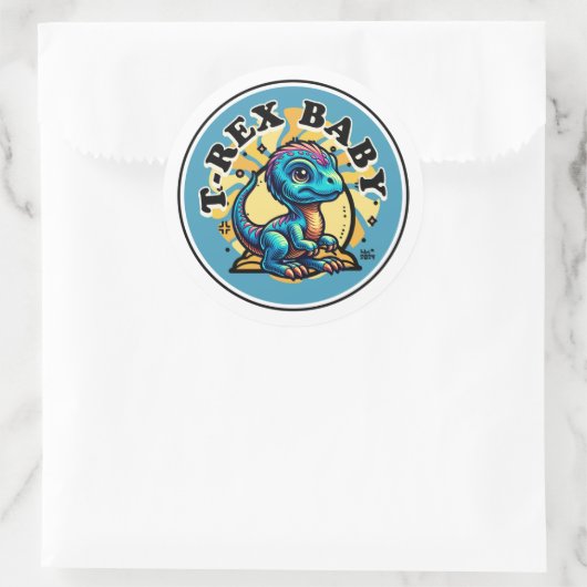 Baby T-Rex Ronde Sticker (Tas)