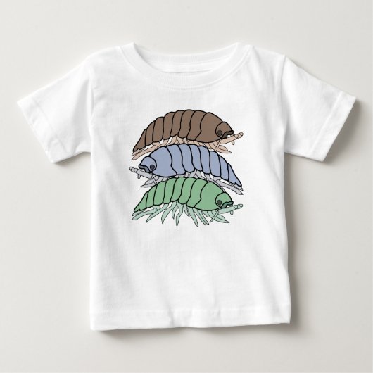Baby T-shirt - 3 Pissebedden (wit) (Voorkant)