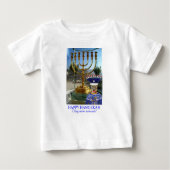 baby t-shirt. Gelukkige Chanoeka leeuw. (Voorkant)