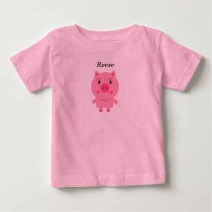 Baby T-shirt met Cute Pink Pig