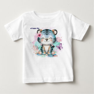 Baby T-shirt met een kleine blauwe tijger