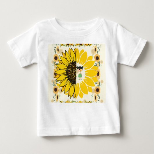 baby T-shirt met een zonnebloem thema (Voorkant)