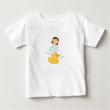 Baby T-shirt met eend en meisje