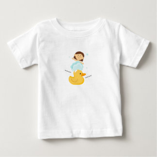Baby T-shirt met eend en meisje