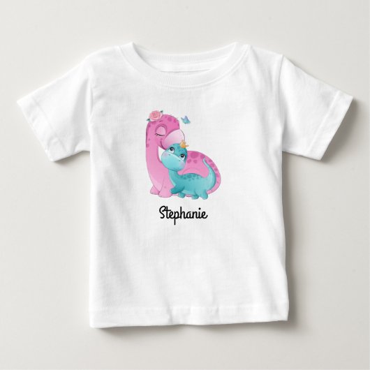 Baby T-shirt met eigen naam | dinosaurus (Voorkant)