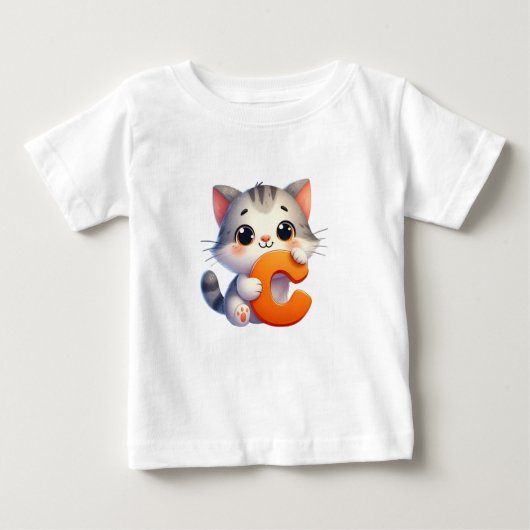 Baby T-shirt met kat letter C (Voorkant)