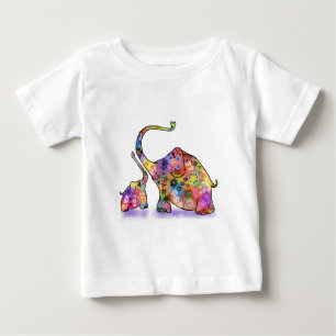 Baby T-shirt met Kleurrijke Olifanten