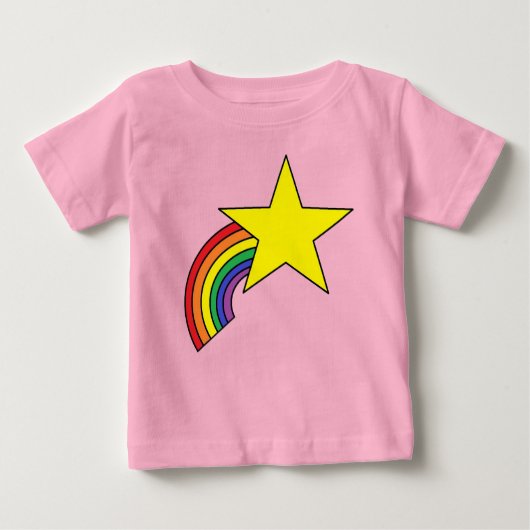Baby T-shirt met regenboog en geel Star-ontwerp (Voorkant)