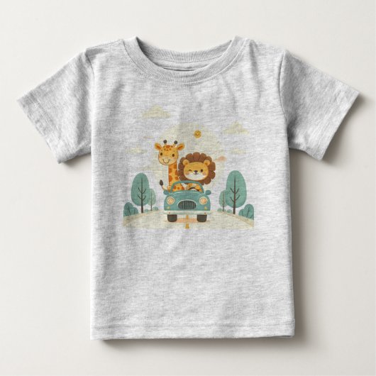 Baby T-shirt met Schattigee Cartoon Dieren Print (Voorkant)