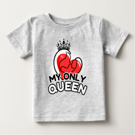 Baby T-shirt: mijn enige koningin (grijs)