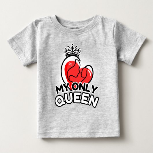 Baby T-shirt: mijn enige koningin (grijs) (Voorkant)