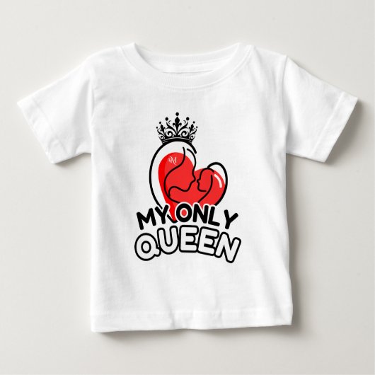 Baby T-Shirt: Mijn enige Koningin (wit) (Voorkant)